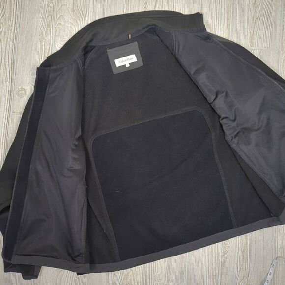 Calvin Klein Womens Large Zip Front Jacket Black Fleece Lined Pockets Stretch - Picture 6 of 8